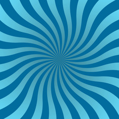 Blue rays poster. Popular ray star burst background television vintage. Dark-blue and light-blue abstract texture with sunburst, flare, beam. Retro art design. Glow bright pattern. Vector Illustration