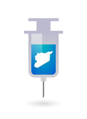 Isolated syringe with  the map of Syria