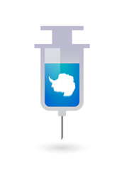 Isolated syringe with  the map of  Antarctica