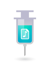 Isolated syringe with  a music score icon