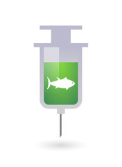 Isolated syringe with  a tuna fish