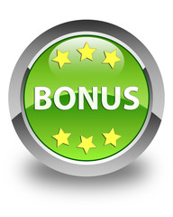 Bonus (stars) icon glossy green round button