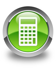 Calculator icon glossy green round button