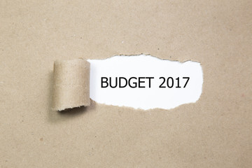 Budget 2017 word written under torn paper.