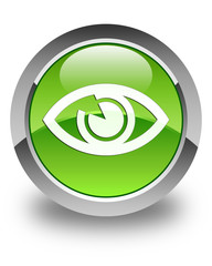 Eye icon glossy green round button