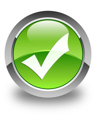 Validation icon glossy green round button