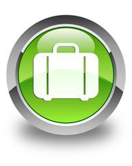 Bag icon glossy green round button