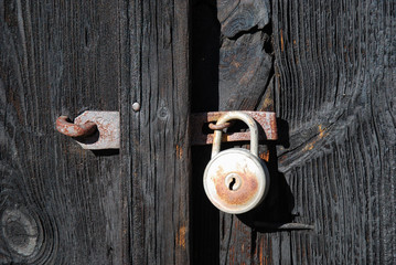 Old rusty padlock