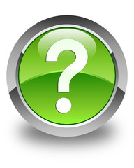 Question mark icon glossy green round button