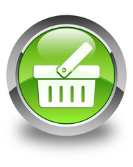 Shopping cart icon glossy green round button