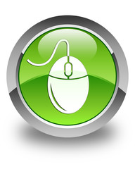 Mouse icon glossy green round button