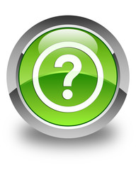 Question icon glossy green round button