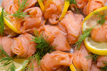 Salmon rolls closeup