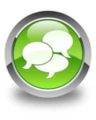 Comments icon glossy green round button