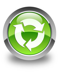 Refresh icon glossy green round button 2