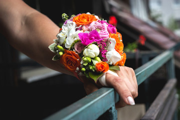 Wedding bouquet brides wrist