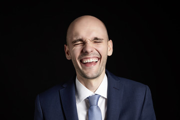 Laughing Man on Black Background