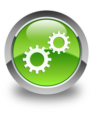 Process icon glossy green round button 3