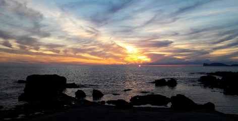 Fototapeta na wymiar sunset over Mediterranean sea, sardinia summer holiday