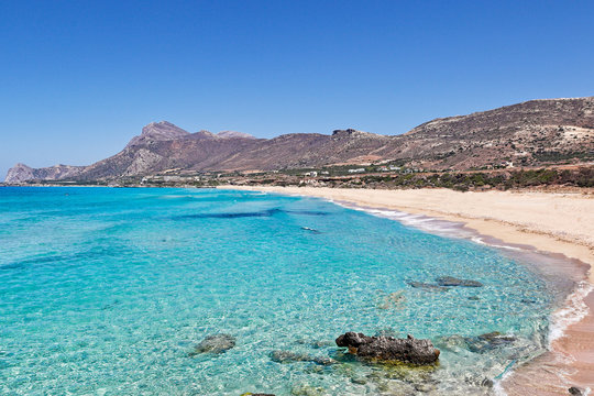 The beach Falassarna in Crete, Greece