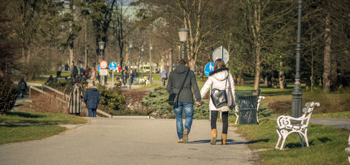 Romantic young couple having fun in the park