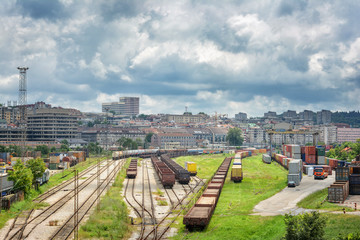 Train Railways And Cargo Containers At Belgrade, Serbia