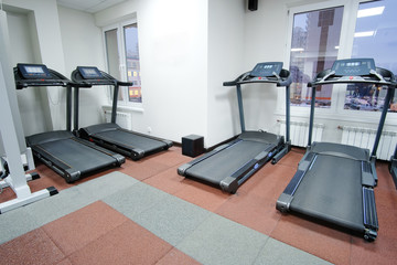 The image of treadmills in a fitness hall