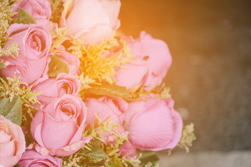 Pink Artificial rose flower in vintage tone