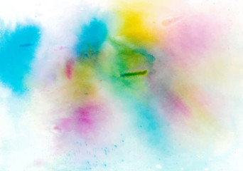 Fototapeta na wymiar Colorful abstract watercolor texture with splashes and spatters. Modern creative watercolor background for trendy design.