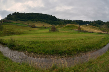 Obraz premium mountain landscape in summer morning - Fundatura Ponorului, Romania