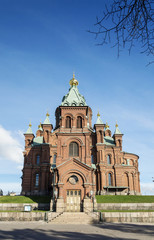 Fototapeta na wymiar Uspenski orthodox church cathedral famous landmark in helsinki c