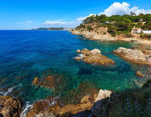 Summer sea rocky coast view (Spain).