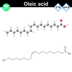 Oleic fatty acid atomic structure