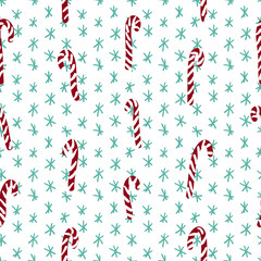 Vector Christmas simple hand drawn pattern with candies