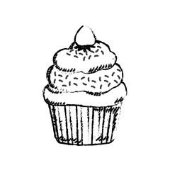 Delicious cupcake dessert icon vector illustration graphic design