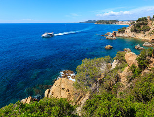 Fototapeta na wymiar Summer sea rocky coast view (Spain).