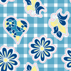 Floral background with hand drawn folk flowers. Seamless Easter vector pattern for cushion, pillow, bandanna, silk kerchief or shawl fabric print. Texture for clothes bed clothes
