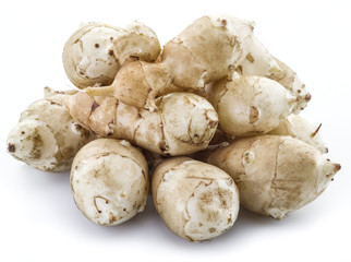 Jerusalem artichoke on a white background.