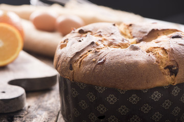 Home made panettone. Italian christmas cake