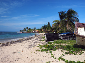 North End Beach Big Corn Island Nicaragua  old boats and hotel i