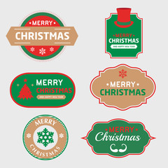 Set of Christmas Labels and Badges Vector Design Elements Set. Merry Christmas and Holidays Wishes Retro Typography Greeting Cards, Posters and Flyers, Vector Illustartor