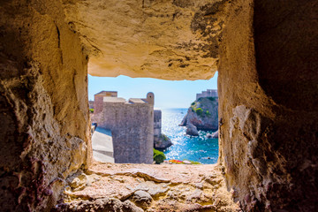 View of ancient castle walls in Dubrovnik