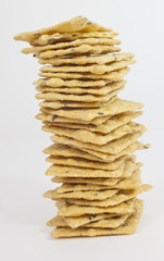 Stack of crackers. Vertical.