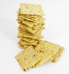 Stack of crackers. Vertical.