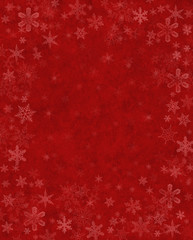 Subtle Snow on Red. Subtly rendered snowflakes on a textured red background.