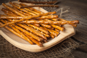 Salty pretzel sticks.