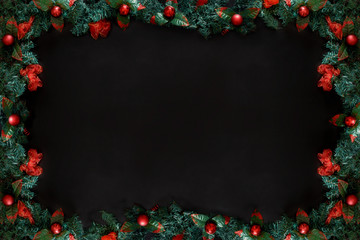 Christmas or New Year framework on black background with copy space