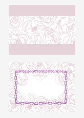 Template for invitation with flowers and buds of roses