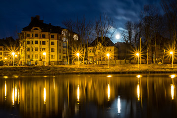Fototapeta premium Night landscape in the city. moon
