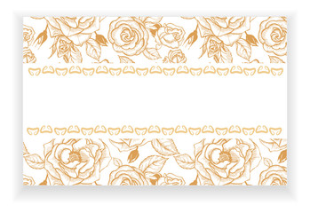 Template for invitation with flowers and buds of roses